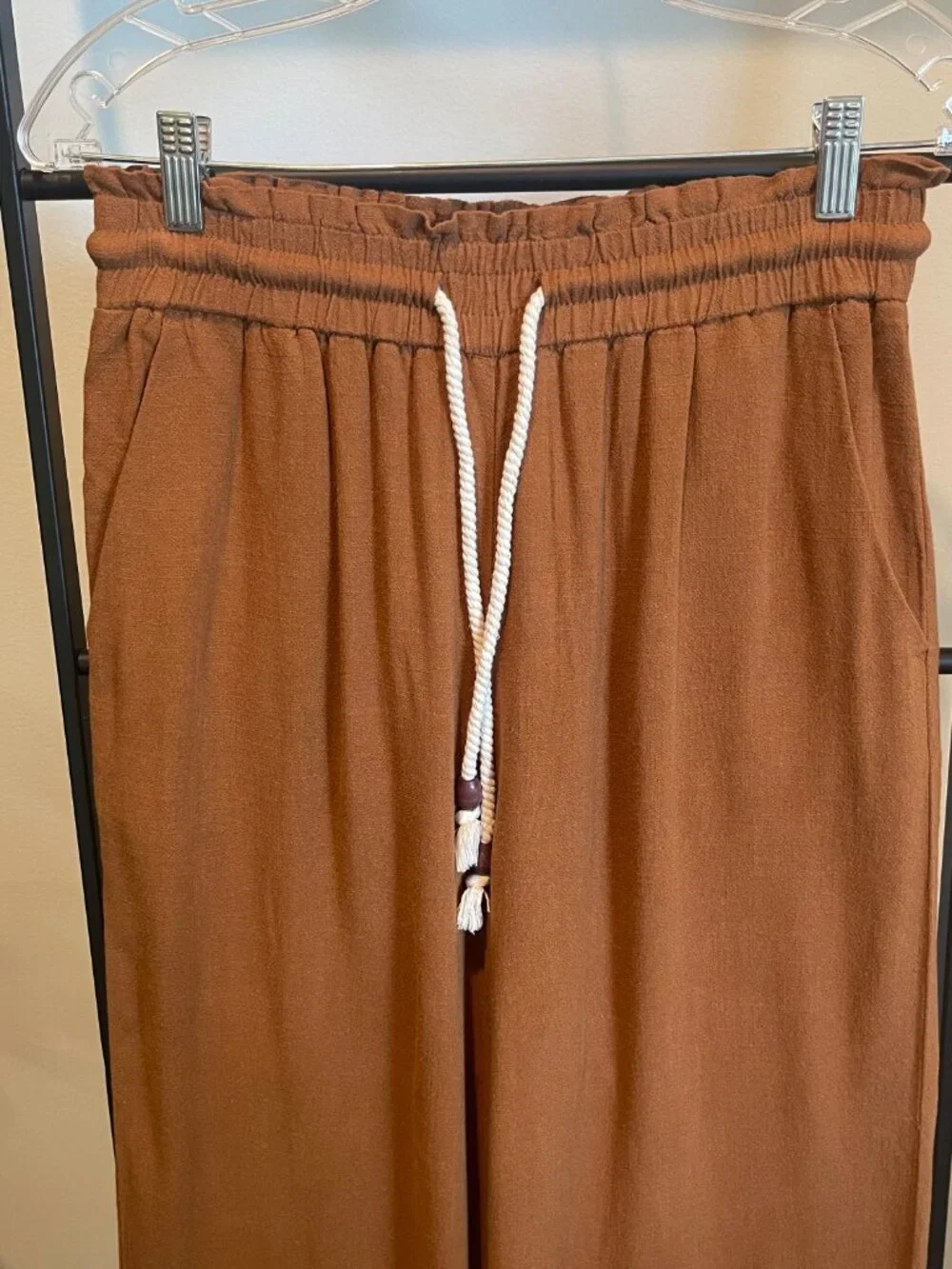 NWT ZARA Linen Brown Trouser, Size Medium